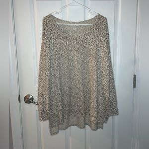 American Eagle Oversized Leopard Print Long Sleeve Shirt